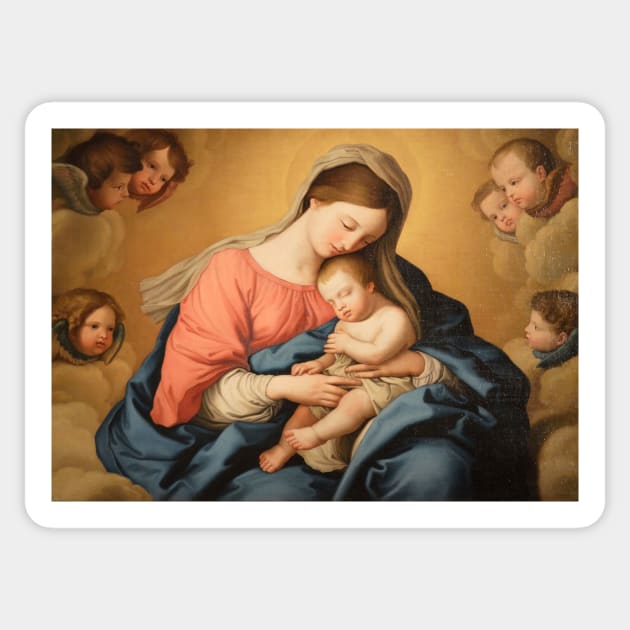 Madonna with Child and Angels - Giovanni Battista Salvi da Sassoferrato Sticker by themasters